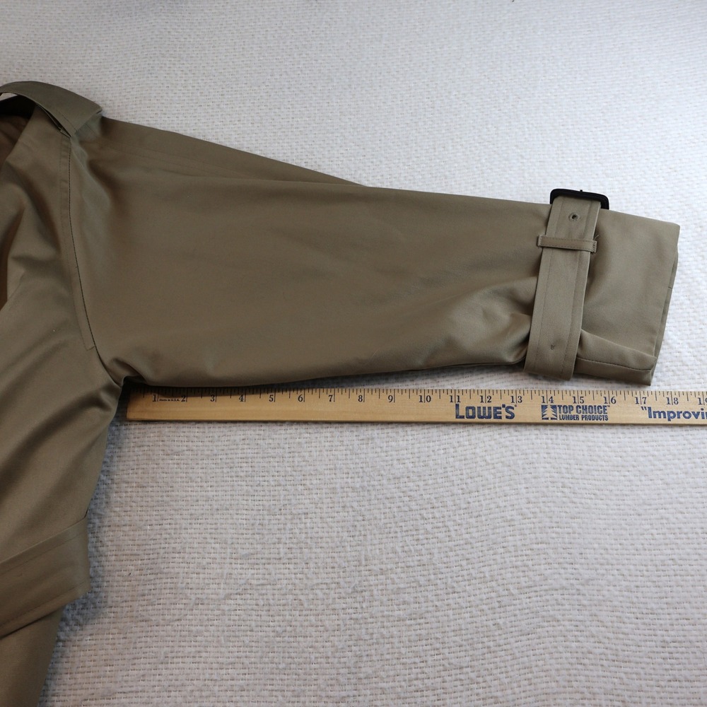 London Fog Mens 40 Short Trench Coat Tan Khaki Thinsulate Liner Belted USA Vtg - Picture 3 of 11